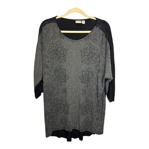 Chico's Blouse Women's Size Large Zenergy Floral Lace Beaded Gray Black Chicos 2